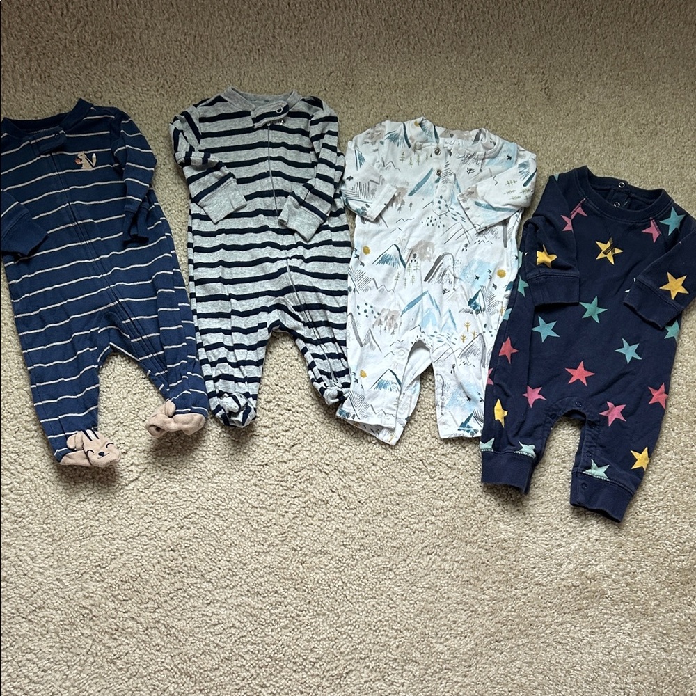0-3 month sleepers and rompers